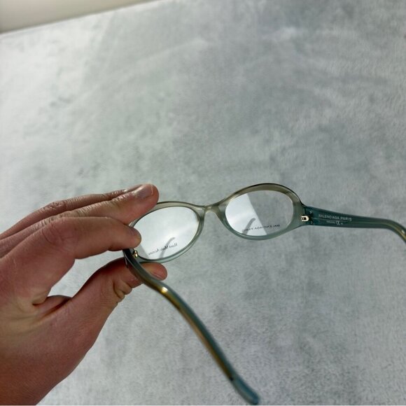 Balenciaga Paris NWT Women Cat Eye Green Glasses Non Prescription BAL 0117 Italy - Picture 15 of 16